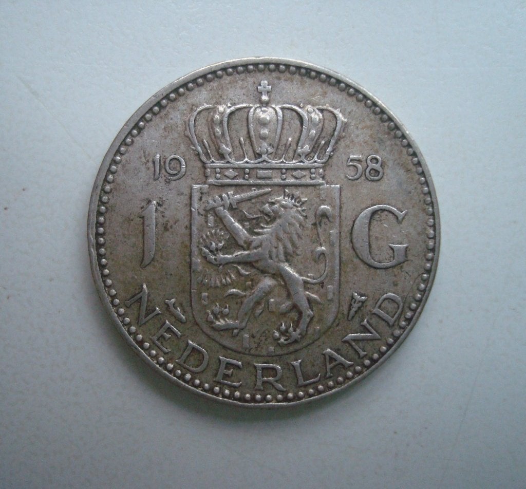 1 Gulden 1958, Ophalen, Koningin Juliana, 1 gulden, Zilver