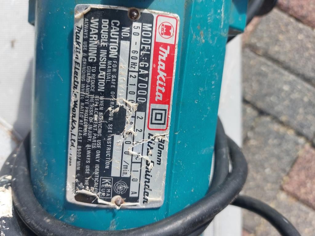 Makita haakse slijper 180, Ophalen, 1000 watt of meer, Haakse handslijpmachine