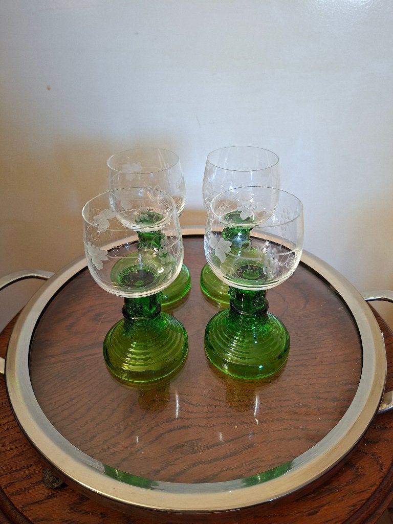 Set 4 Roemer glazen / moezel glazen / witte wijn glazen, Antiek en Kunst, Ophalen