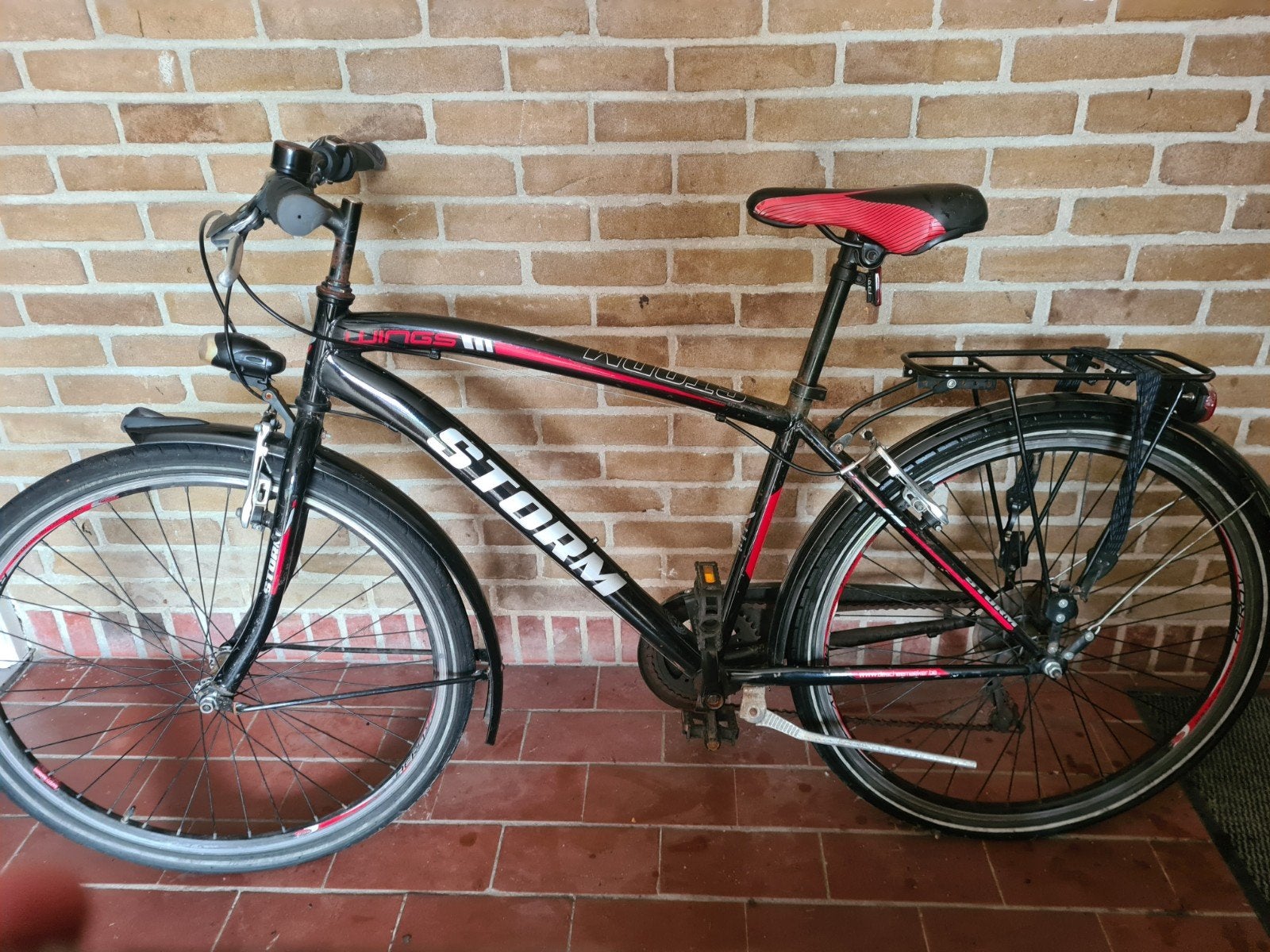 Storm Woods Herenfiets - Zwart/Rood, Fietsen en Brommers, Ophalen