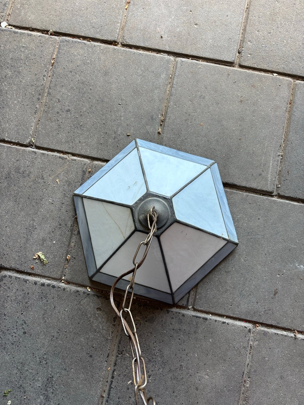 Vintage Tiffany-stijl Plafondlamp met Ketting, Antiek en Kunst, Antiek | Lampen, Ophalen of Verzenden