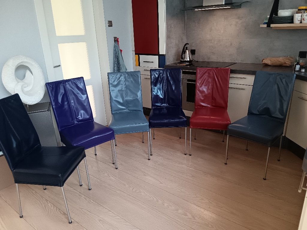 lederen eetkamer stoelen  6 stuks, Ophalen, Gebruikt, Overige kleuren, Leer