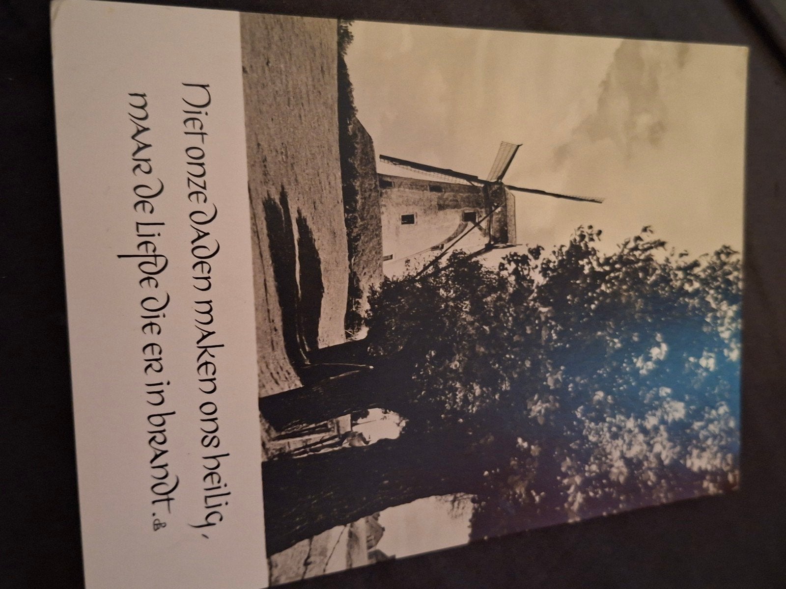 Oude ansichtkaart met molen en gedicht - Gelopen, Ophalen, 1940 tot 1960, Gelopen