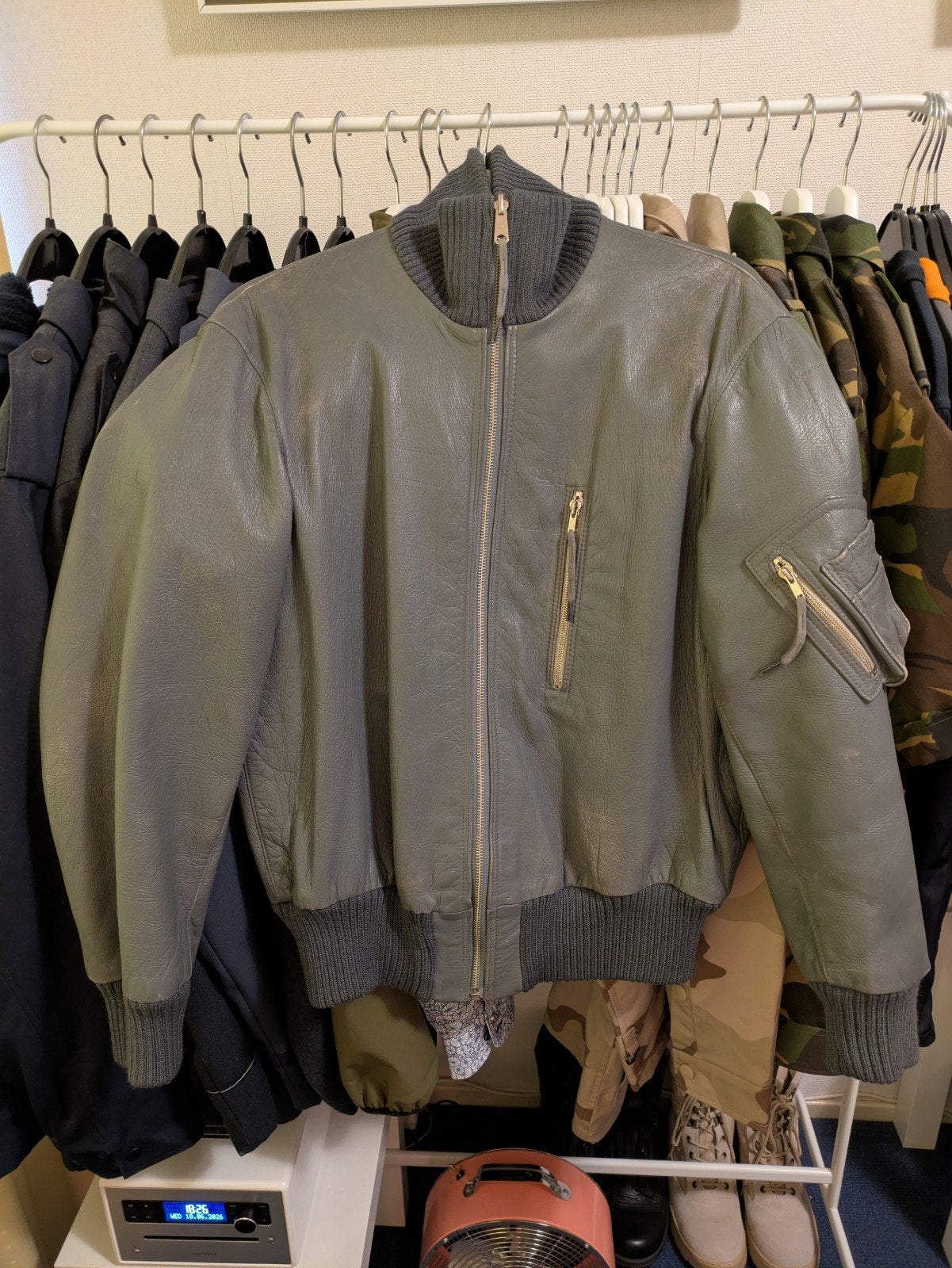 Pilotenjack Luftwaffe grijs leer, Ophalen of Verzenden
