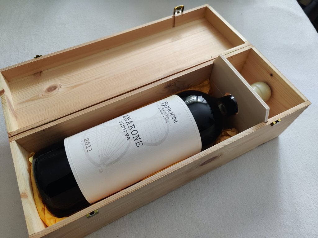 Dummy fles Buglioni Amarone 3000ml in houten kist, Ophalen, Zo goed als nieuw, Italië, Overige typen