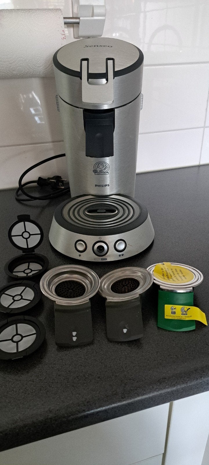 Philips Senseo Geborsteld Aluminium + Complete set & opbergb, Witgoed en Apparatuur, Ophalen of Verzenden, Zo goed als nieuw, Espresso apparaat