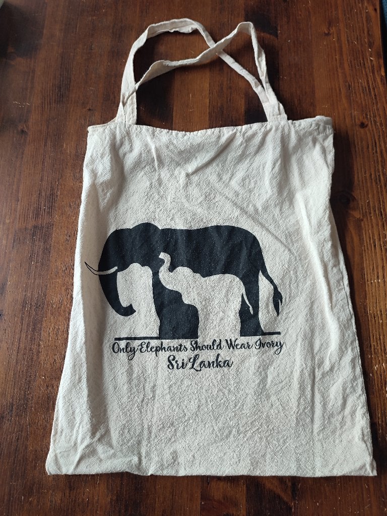 Katoenen tas met "Only Elephants Should Wear ivory' te koop!, Ophalen of Verzenden, Nieuw, Wit