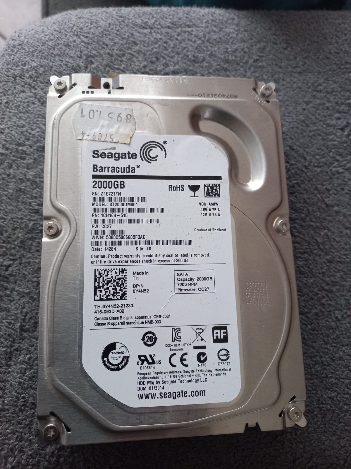Seagate barracuda 2tb hdd 3,5”, Computers en Software, Harde schijven, Intern, Gebruikt, Ophalen of Verzenden, SATA