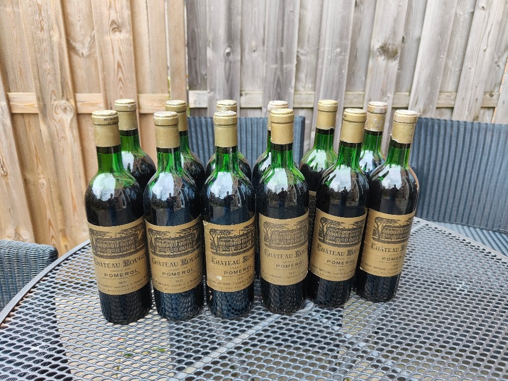 12 x 1971 - pomerol - château rouget - rouge - bordeaux, Frankrijk, Nieuw, Ophalen of Verzenden, Rode wijn