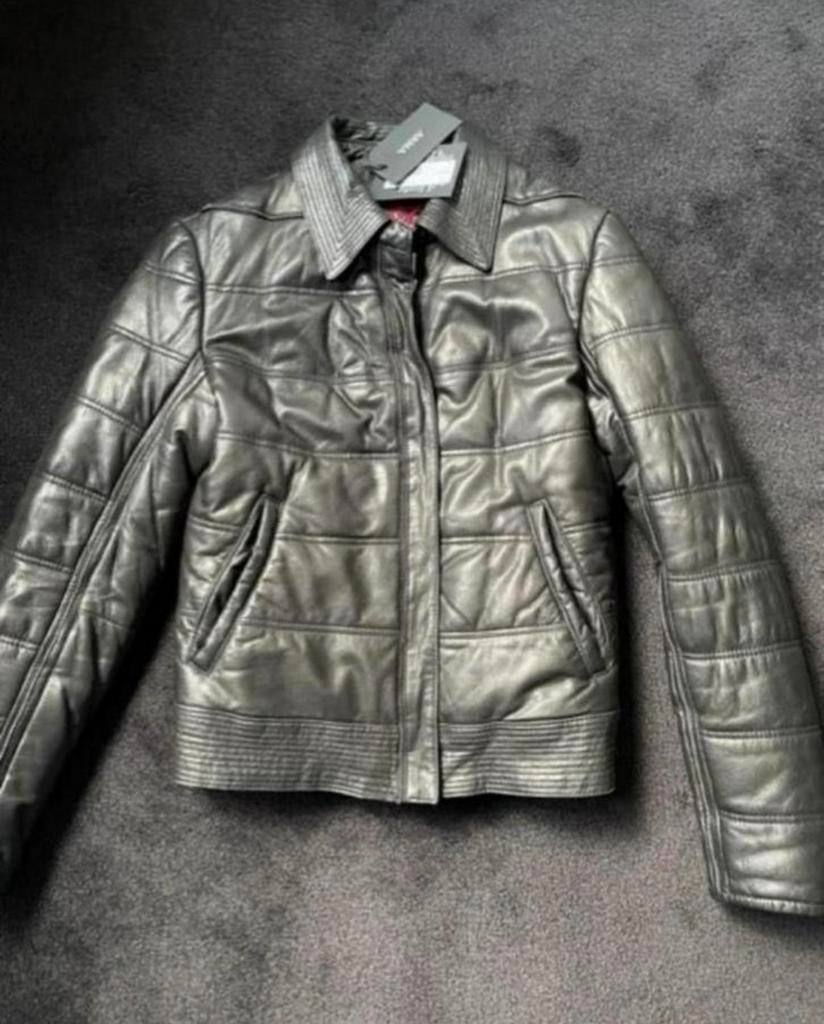 Nieuwe zwarte leren jas van Arma maat 36, Kleding | Dames, Jassen | Winter, Ophalen of Verzenden, Nieuw, Maat 36 (S), Zwart