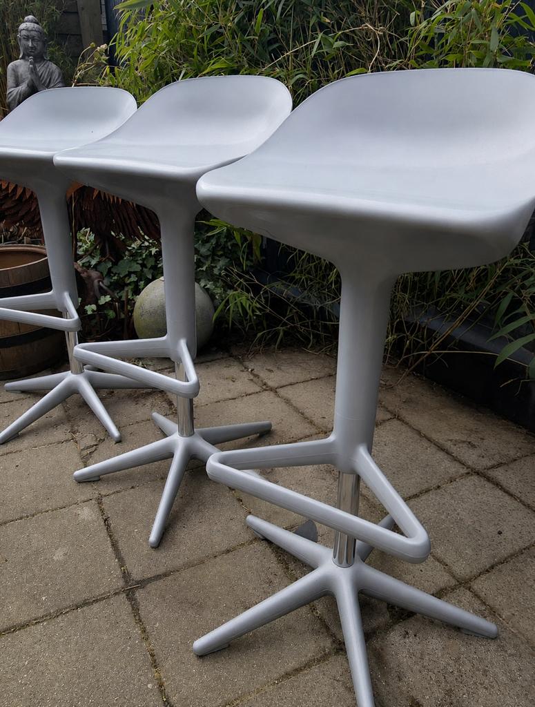 3 Spoon Barkrukken Kartell, 3 krukken, Ophalen of Verzenden, Gebruikt, Met voetsteun
