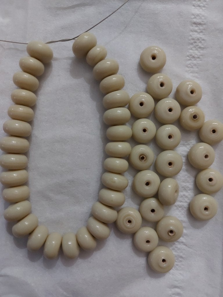 Beige donut glaskralen, Verzenden, Nieuw, Kraal