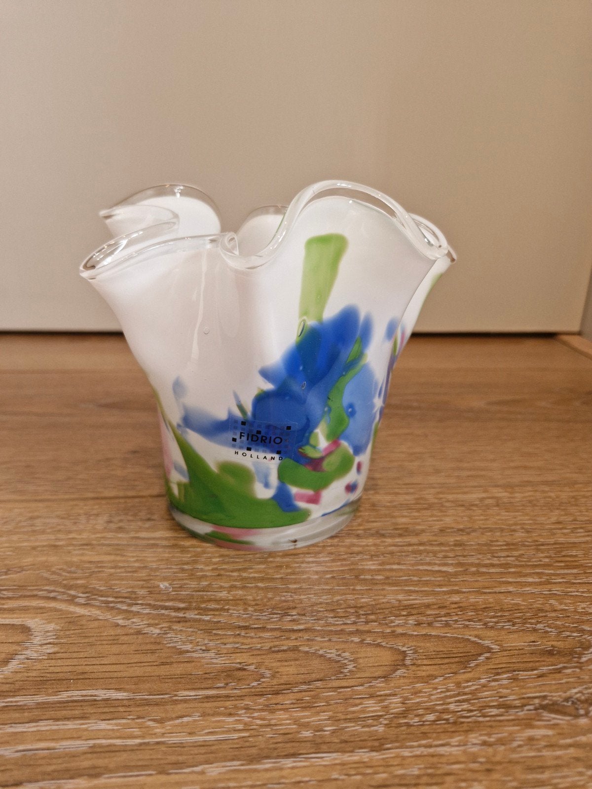 Fidrio Holland Glazen Vaas met Bloemenpatroon, Antiek en Kunst, Ophalen of Verzenden