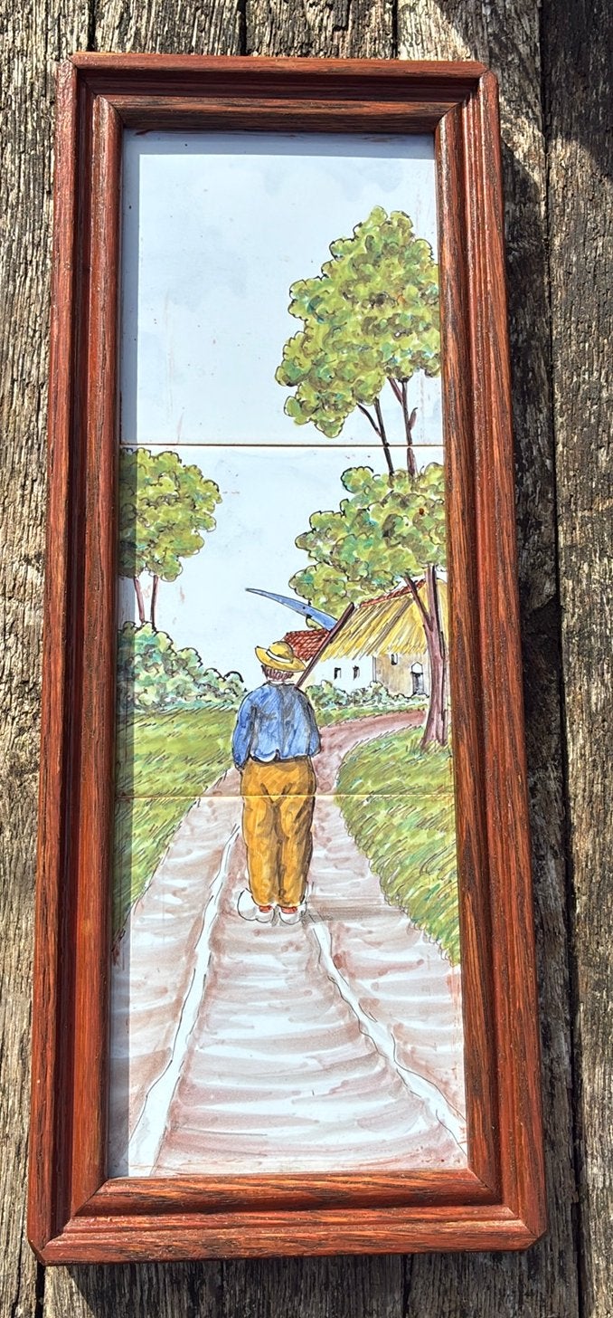 Westraven tegeltableau boer anno ca 1955, Ophalen of Verzenden, Rechthoekig