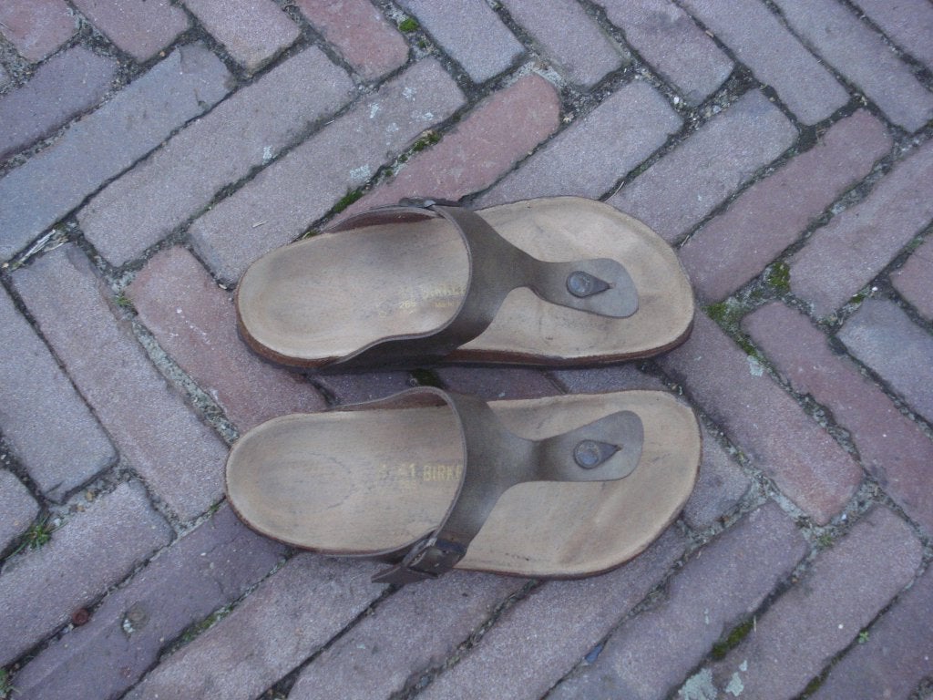 GRATIS VERZENDEN MOOIE BRUINE GIZEH BIRKENSTOCKS MT 41, Slippers, Bruin, Verzenden, Zo goed als nieuw