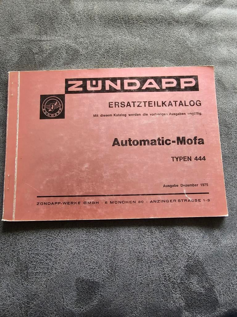 Zundapp onderdelen boek origineel type 444 uit 1975, Fietsen en Brommers, Ophalen of Verzenden, Gebruikt