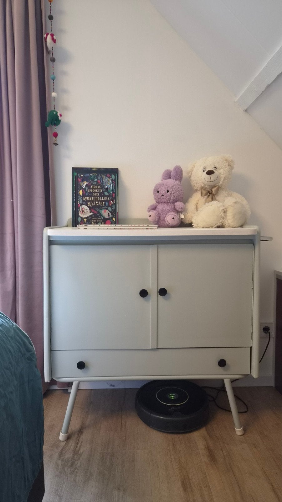 Vintage Commode Mintgroen met Verlengd Blad, Kinderen en Baby's, Kinderkamer | Commodes en Kasten, Gebruikt, 75 tot 100 cm, Minder dan 50 cm