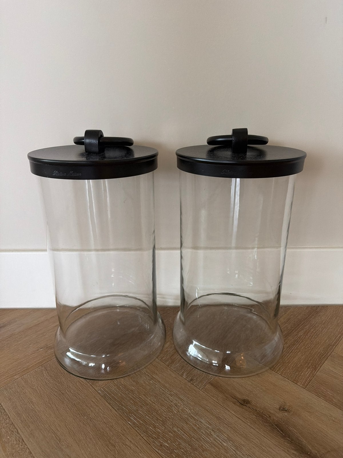 Riviera Maison Glazen Pot met Zwart Deksel, Zwart, Ophalen of Verzenden, Zo goed als nieuw, Modern