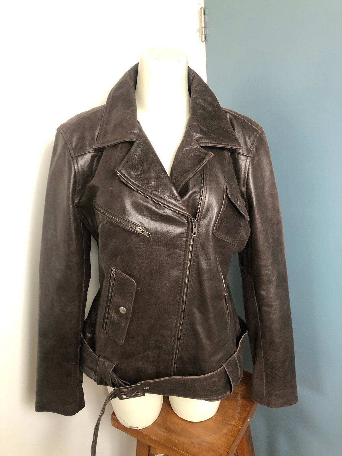 Ferganza bruin leren leer jas jack 40, Kleding | Dames, Maat 38/40 (M), Bruin, Ophalen of Verzenden, Zo goed als nieuw