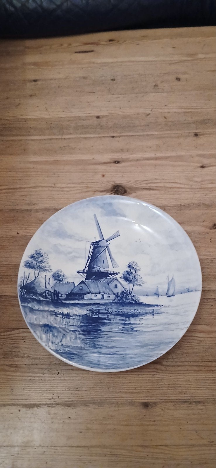 Delfts Blauw Wandbord - Molenlandschap, Antiek en Kunst, Antiek | Wandborden en Tegels, Ophalen of Verzenden