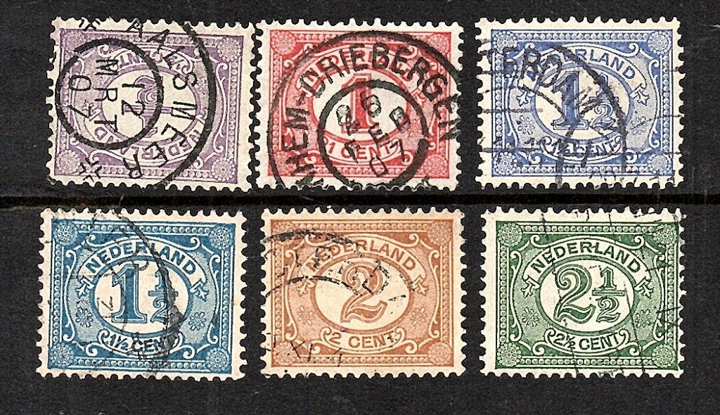 994 nvph 50-55 cijferzegels 1899-1913 gebruikt zie scan, Ophalen of Verzenden, T/m 1940, Gestempeld