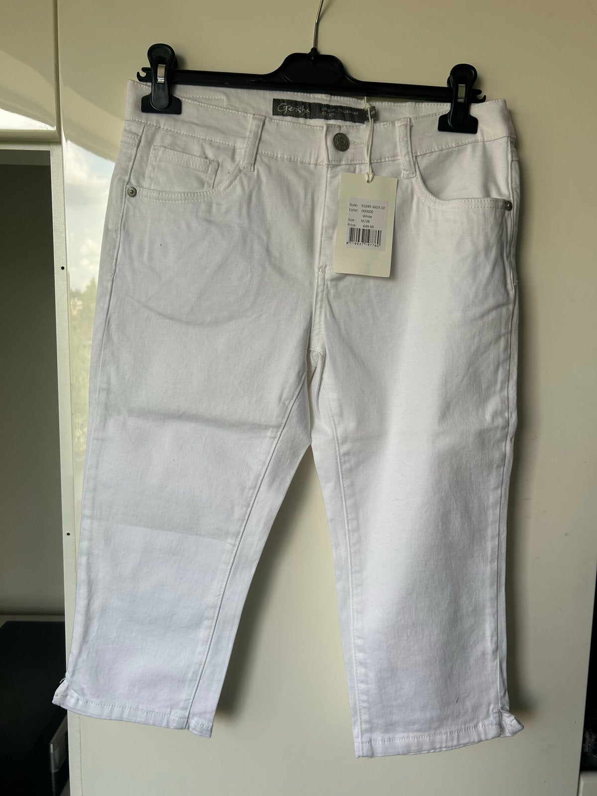 Nieuwe witte Geisha capri broek maat M/38, Maat 38/40 (M), Wit, Nieuw, Ophalen of Verzenden