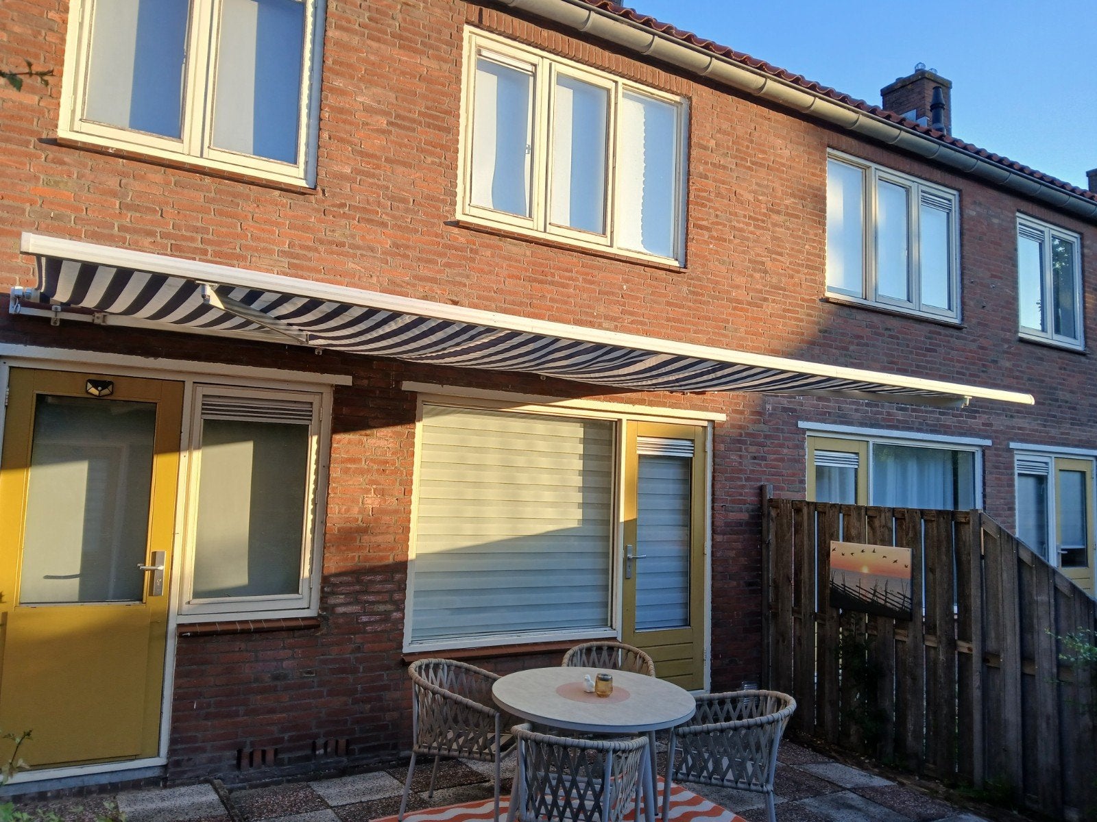 Zonwering/ zonnescherm 5 meter breed, Tuin en Terras, 150 tot 300 cm, Ophalen, 450 cm of meer, Knikarmscherm