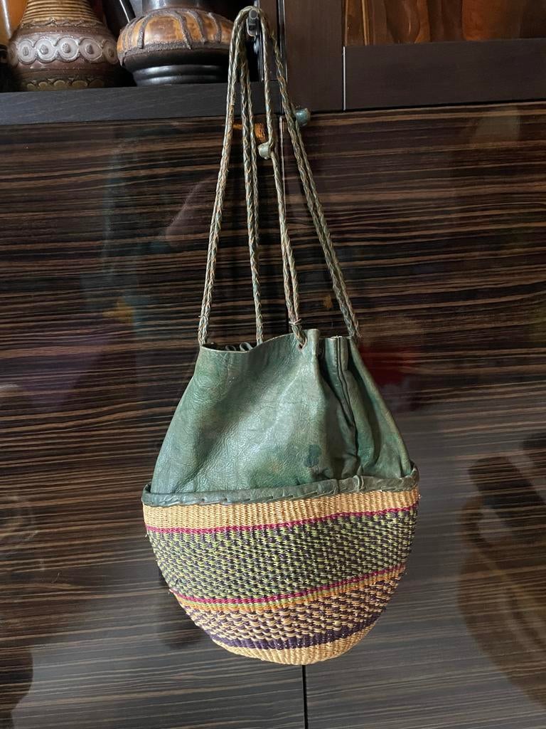 Boho Ibiza Tas van Riet en Leer, Sieraden, Tassen en Uiterlijk, Tassen | Damestassen, Ophalen, Gebruikt, Groen, Schoudertasje