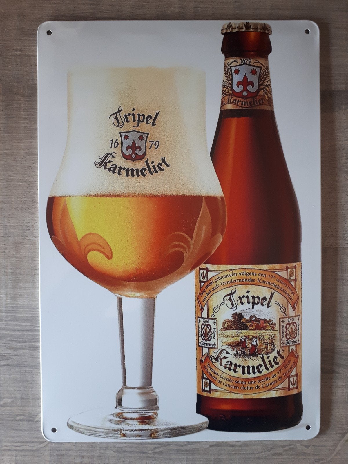Tripel Karmeliet 20x30 cm Metalen Reclamebord, Verzenden, Nieuw, Reclamebord, Plaat of Schild, Overige merken