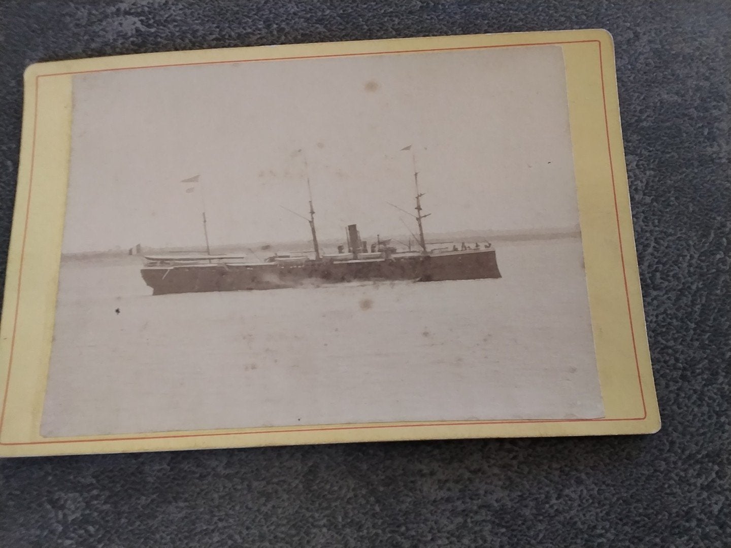 Kabinetfoto Steamer Yille de Brut jr 1883, Ophalen of Verzenden, Gebruikt, Motorboot, Kaart, Foto of Prent