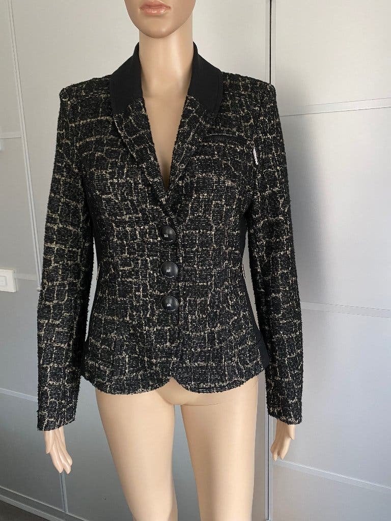 K293 Airfield maat 36=S jasje blazer colbert zwart/beige, Kleding | Dames, Zwart, Ophalen of Verzenden, Zo goed als nieuw, Jasje
