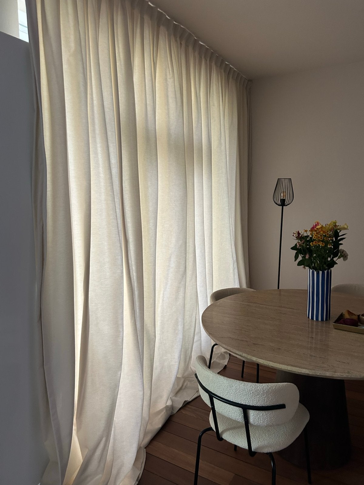Lona gordijn Kwantum met voeringstof Fabiola, Ophalen, Plooiafwerking, Kwantum, Beige