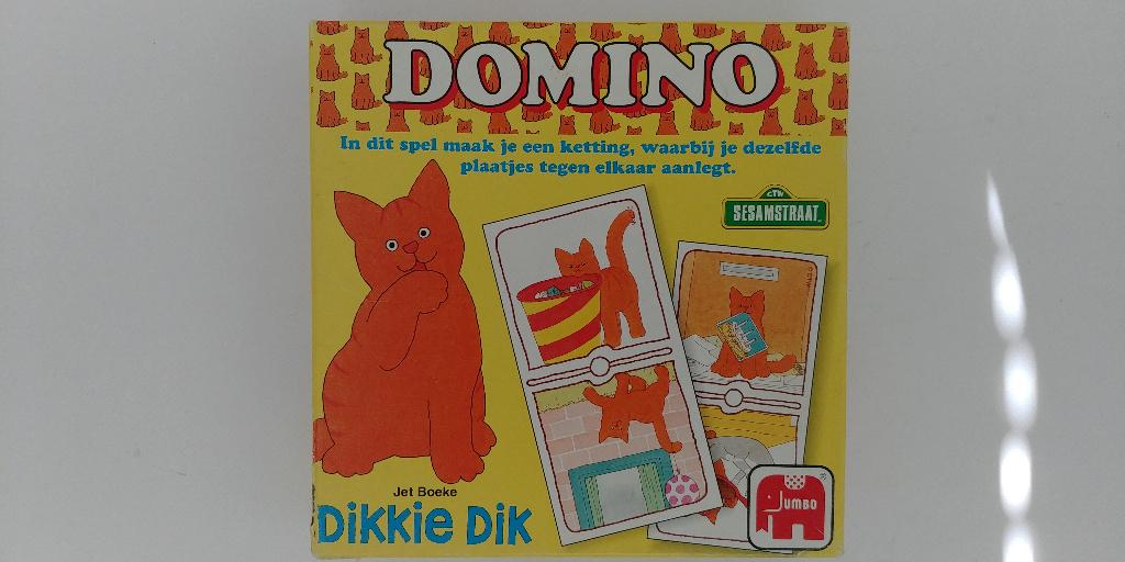 Jumbo domino spel van Dikkie Dik uit Sesamstraat - Jet Boeke, Een of twee spelers, Ophalen of Verzenden, Gebruikt, JUMBO