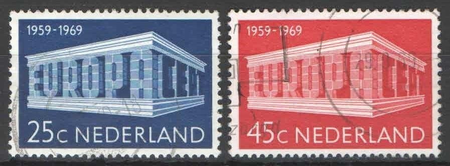 Nederland NVPH nr 925/6 gestempeld Europazegels 1969, Postzegels en Munten, Ophalen of Verzenden, Na 1940, Gestempeld