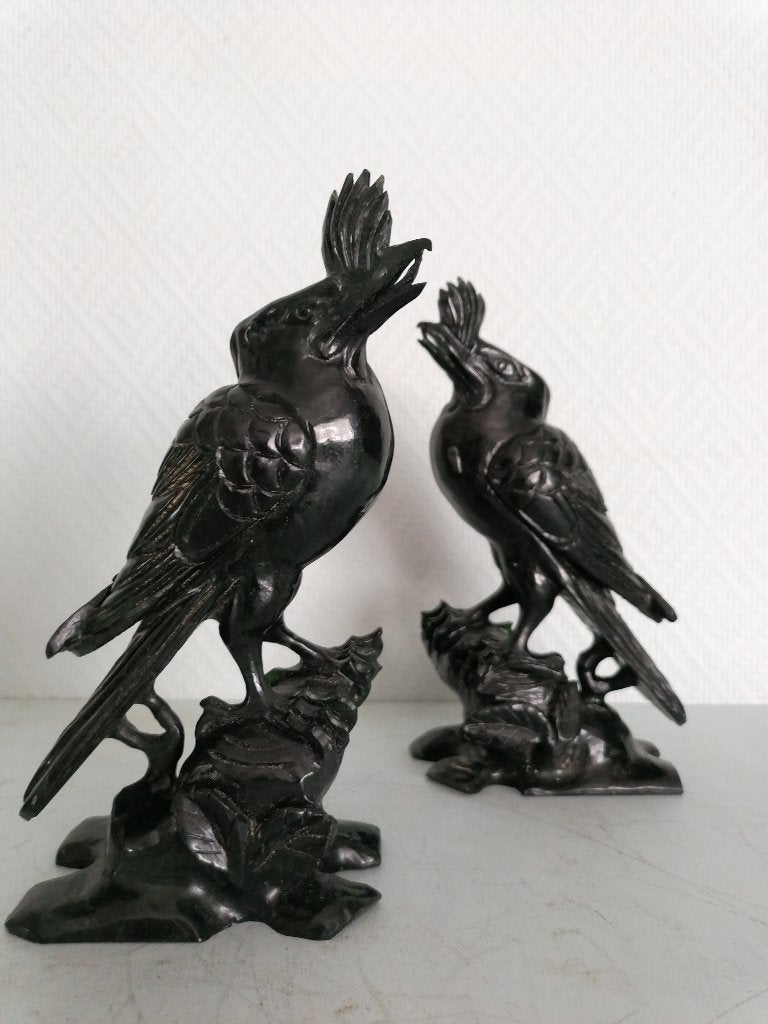 koppel oude chinese jade vogels, Ophalen