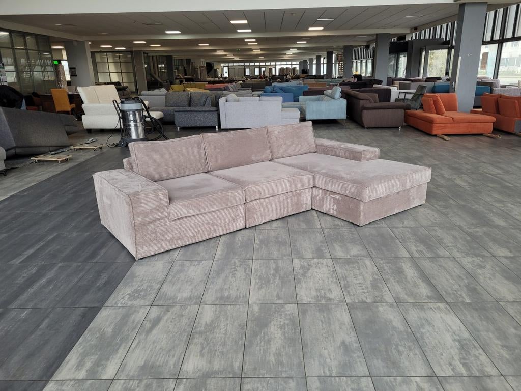 ❇️ OUTLET taupe ribstof hoekbank 285x165 GRATIS BEZORGEN, Huis en Inrichting, 250 tot 300 cm, 100 tot 125 cm, Hoekbank, Ophalen of Verzenden