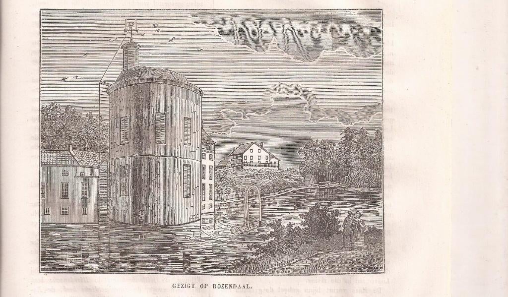 Rozendaal. Gezigt op Rosendaal. Ca. 1840. Kasteel Rosendael, Antiek en Kunst, Kunst | Etsen en Gravures, 1800 - 1899, Architectuur