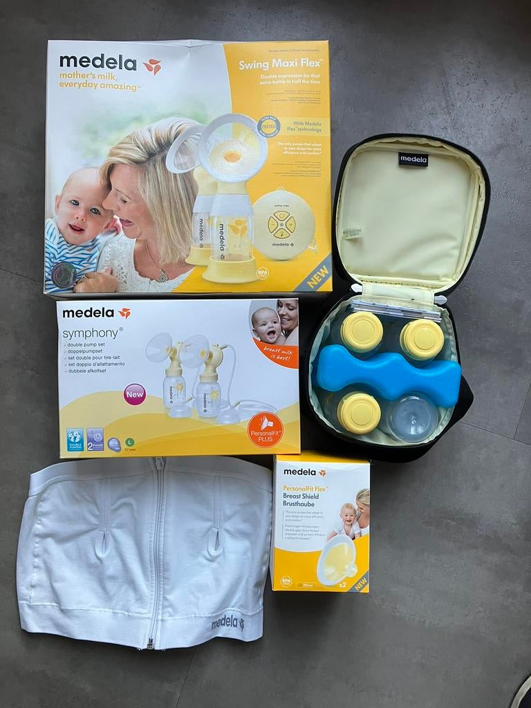 Medela Swing dubbele kolf, koeltas, kolf bh, Ophalen of Verzenden, Zo goed als nieuw, Borstkolf