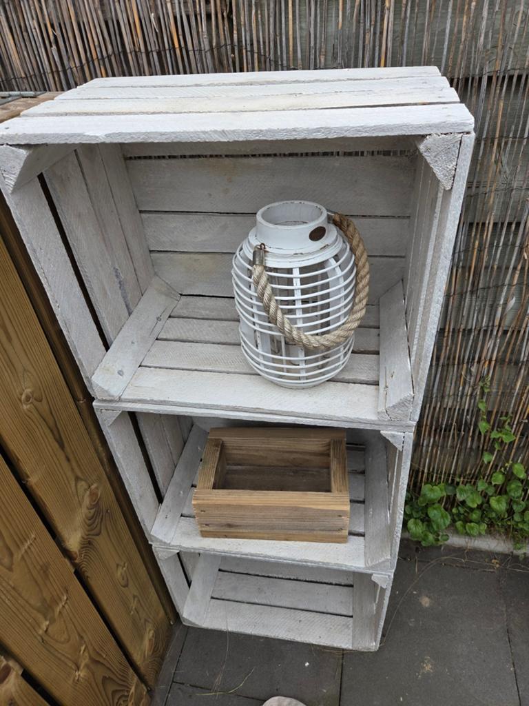 Decoratieve kistjes/plankjes - puntgaaf, Tuin en Terras, Ophalen, Zo goed als nieuw