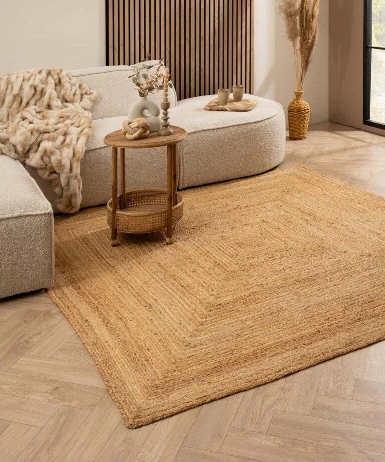 Jute vloerkleed vierkant – naturel 250x250 nieuw, Vierkant, Ophalen of Verzenden, 200 cm of meer, Nieuw