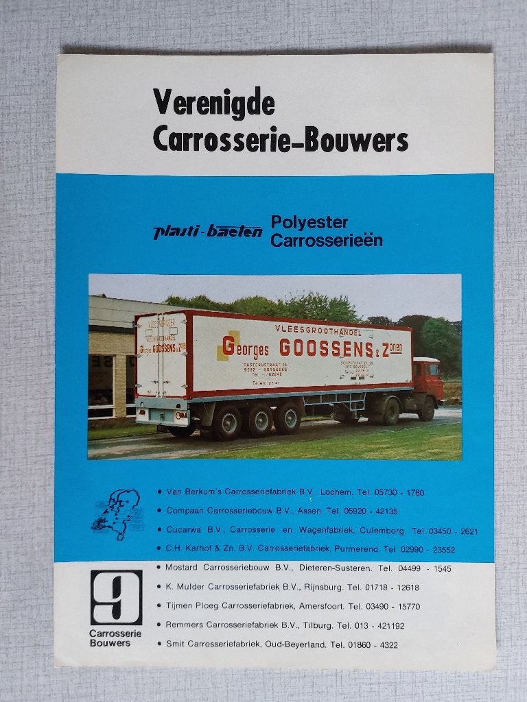 Brochure / Folder VERENIGDE CARROSSERIE-BOUWERS - 9, Ophalen of Verzenden, Gelezen, Overige merken