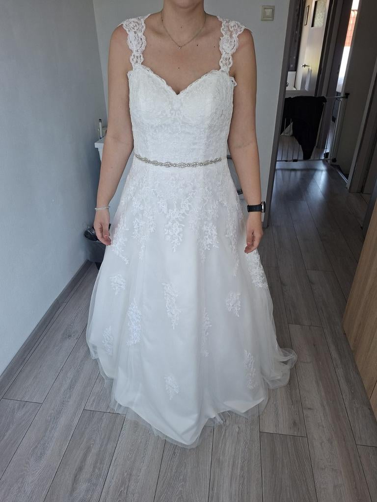 Bridalstar Trouwjurk 42/44 met kant en open rug, Kleding | Dames, Trouwkleding en Trouwaccessoires, Trouwjurk, Wit, Ophalen of Verzenden