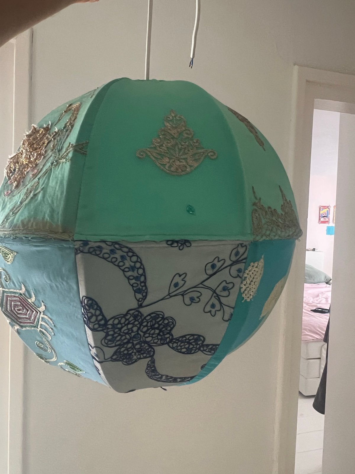 Decoratieve Oosterse Hanglamp - Handgemaakt Textiel, Huis en Inrichting, Lampen | Hanglampen, Ophalen, Gebruikt, Textiel, Overige fittingen