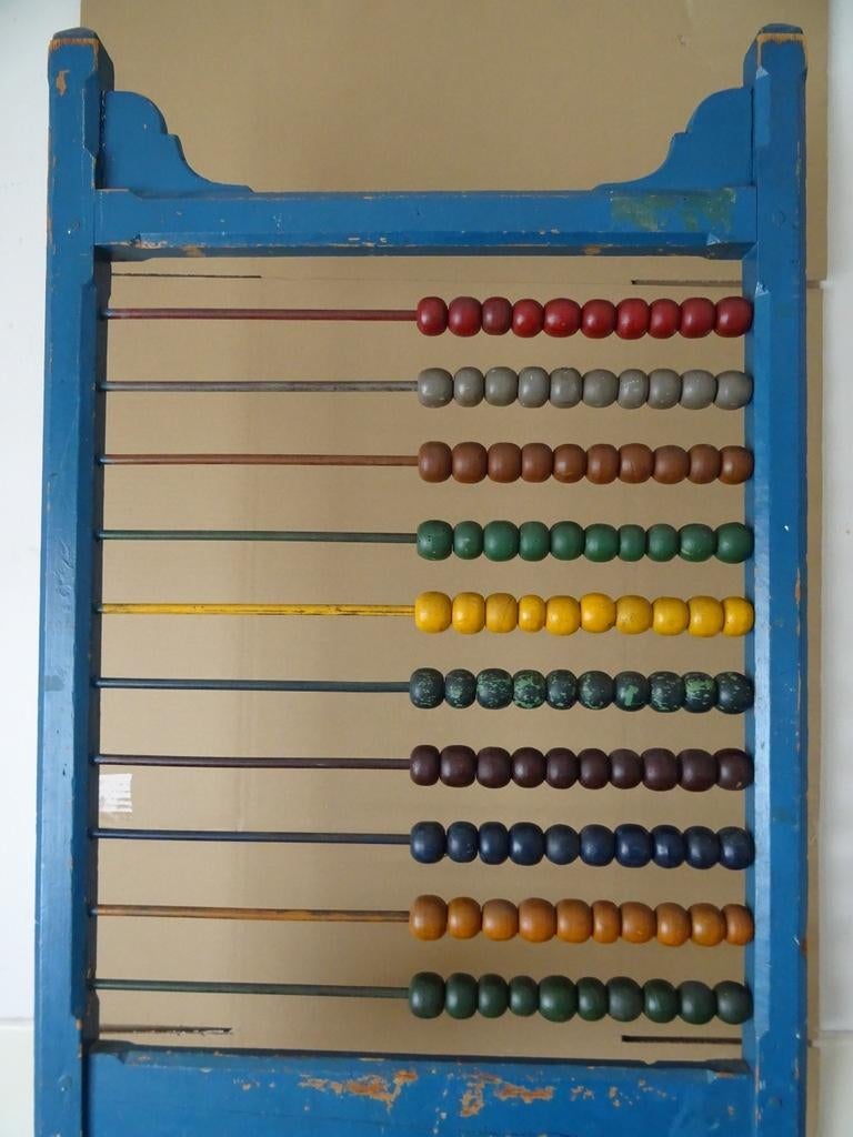 Curiosa antiek telraam groot houten telraam uit school 151cm, Ophalen of Verzenden