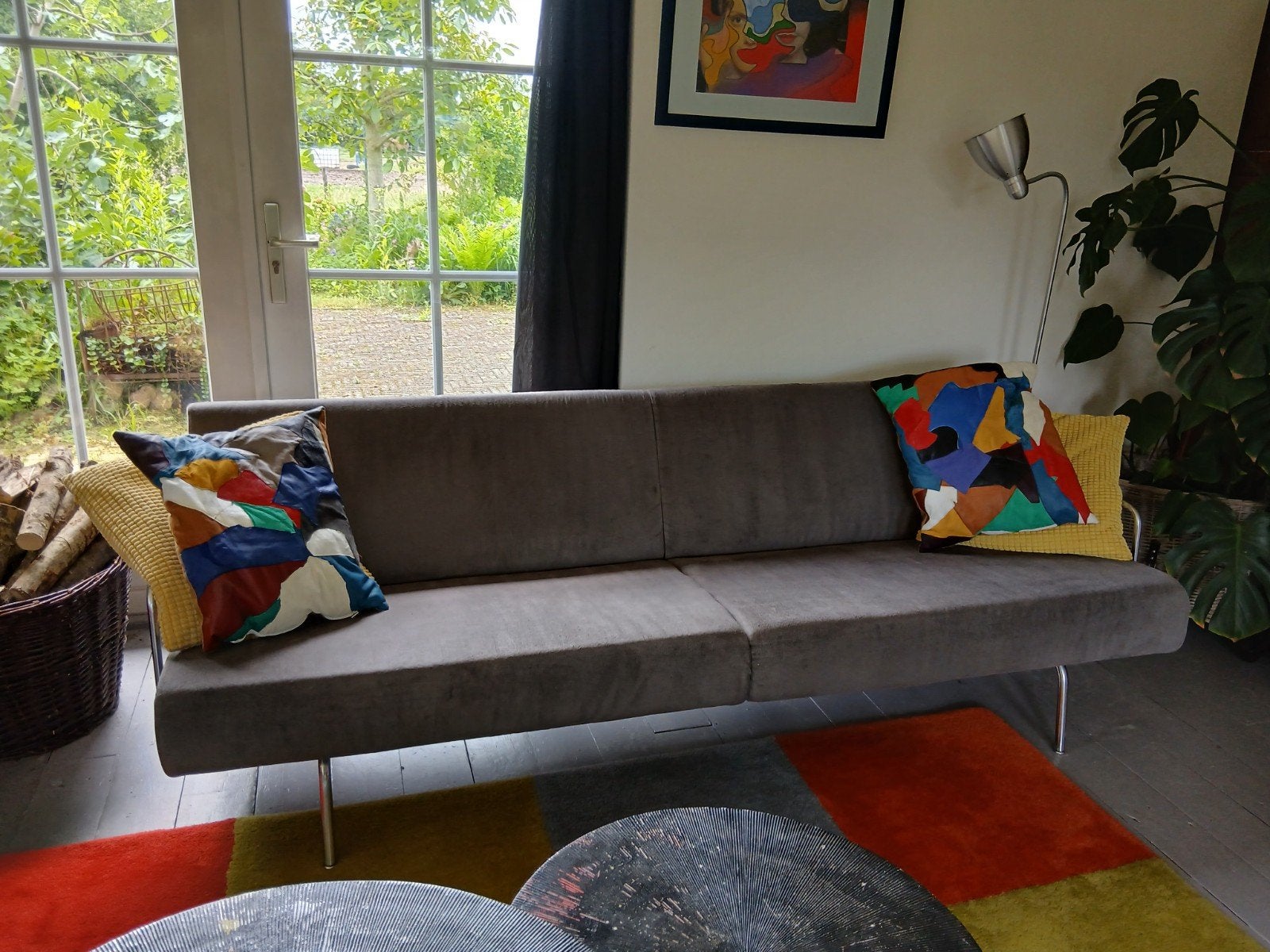 Comfortabele grijze persoonsbank  'de Storm' Harvink, Ophalen of Verzenden, 75 tot 100 cm, Metaal