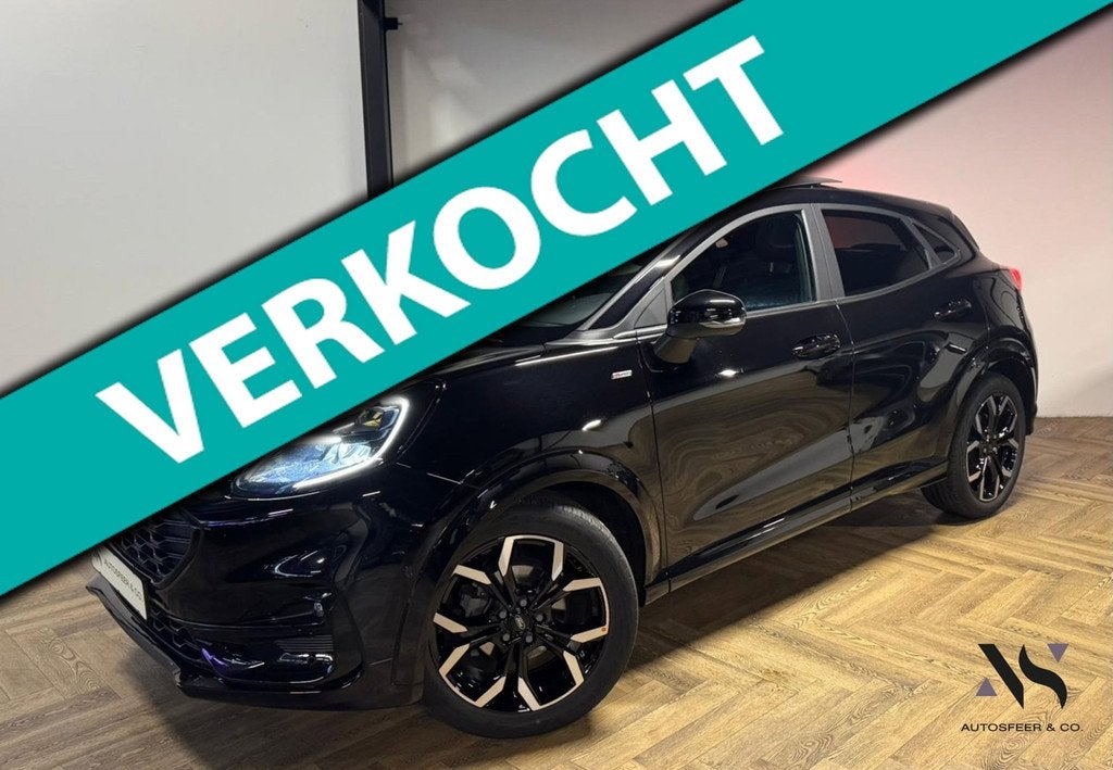 Ford Puma 1.0 EcoBoost Hybrid ST-Line X PANO KEYLESS CAM, Auto's, Ford, Zwart, 1226 kg, Lichtsensor, Zwart
