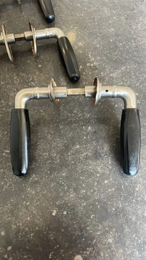 3x set Deurklinken Jaren 50-60 vernikkeld messing & Bakeliet, Ophalen of Verzenden