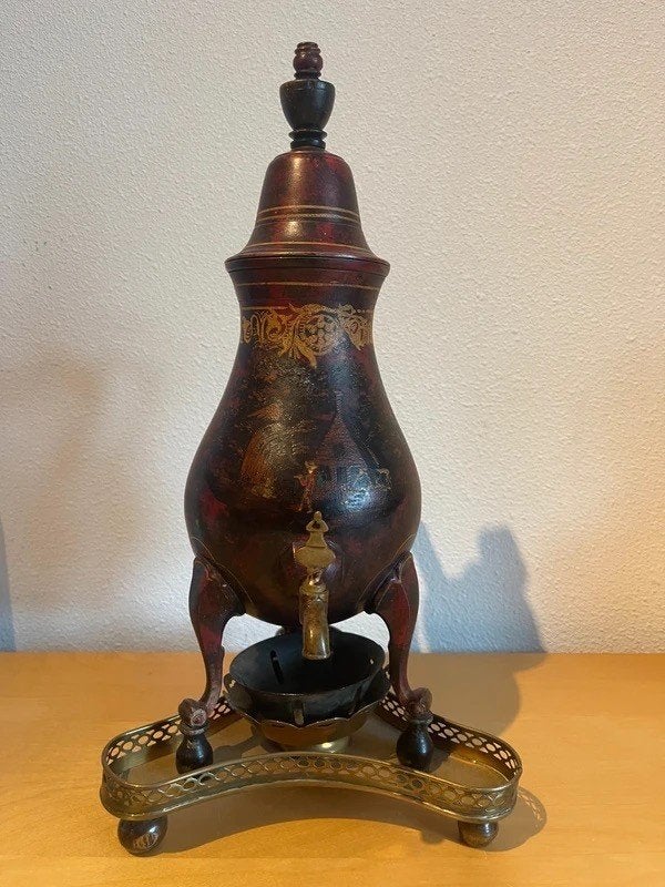 Antieke kraantjespot koffie-urn met spiritusbrander ca. 1900, Ophalen of Verzenden