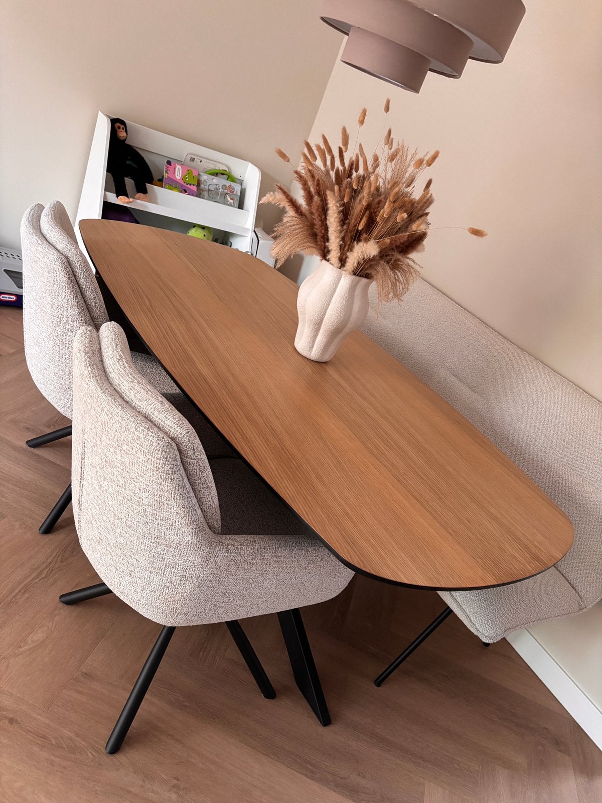Eettafel Deens ovaal Eiken fineer naturel 180x90cm, Huis en Inrichting, Tafels | Eettafels, Ophalen, 50 tot 100 cm, Zo goed als nieuw