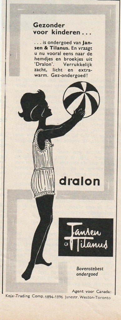 Retro reclame 1960 Jansen & Tilanus kinder ondergoed met bal, Verzenden, Overige typen